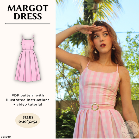 Barbie Perfect Day Pink Plaid Dress PDF Sewing Pattern - Margot Pleated Dress