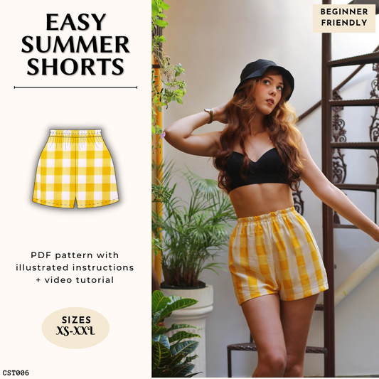 Easy Summer Shorts PDF Sewing Pattern