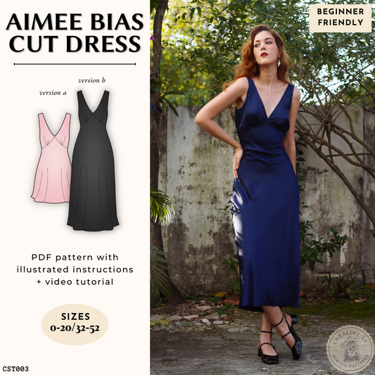 Aimee Bias Cut Dress PDF Sewing Pattern