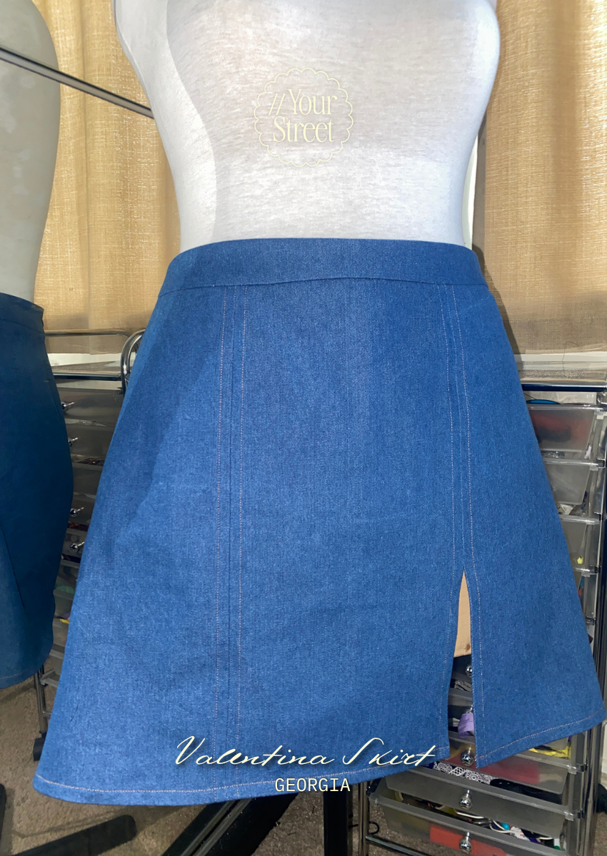 Valentina Skirt PDF Sewing Pattern | A-Line Skirt with Slit | Sizes 28-62