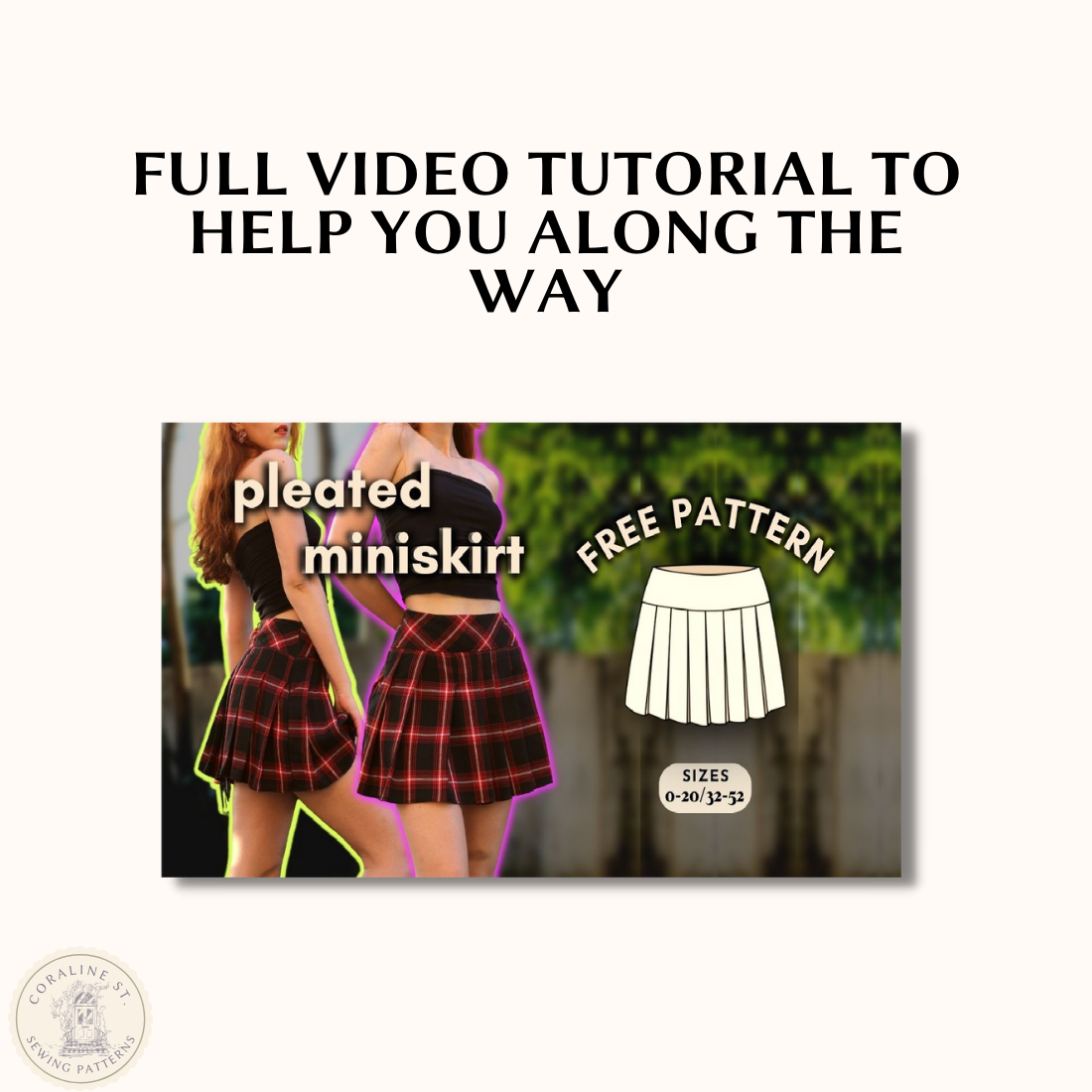 Pleated Mini Skirt FREE PDF Sewing Pattern coralinestreet