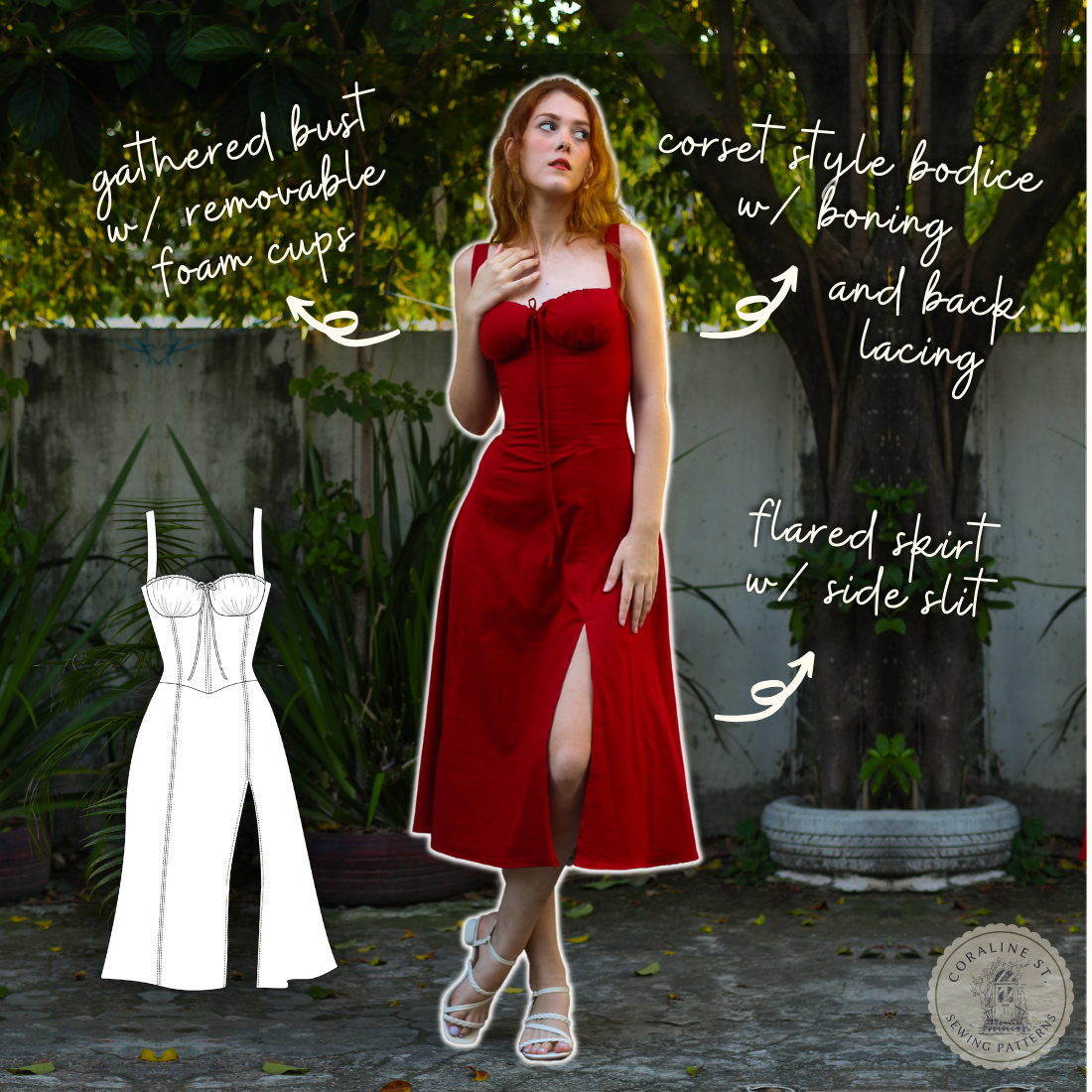 Juliana Corset Dress PDF Sewing Pattern – coralinestreet