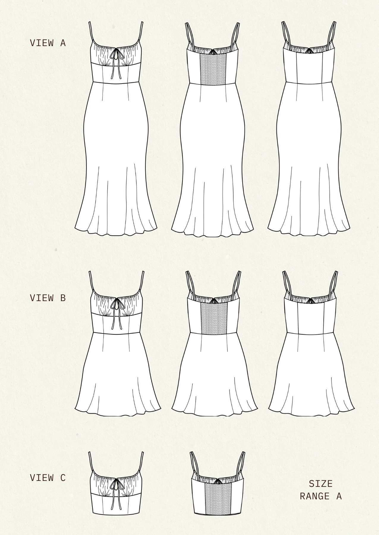 Paula Dress & Top PDF Sewing Pattern | Gathered Bust Milkmaid Sundress | A-Line Midi & Mini Dress