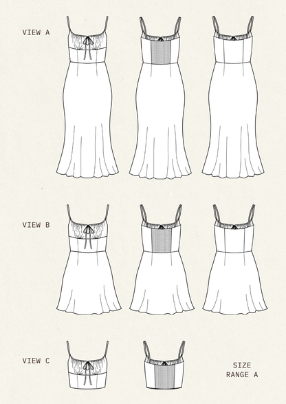 Paula Dress & Top PDF Sewing Pattern | Gathered Bust Milkmaid Sundress | A-Line Midi & Mini Dress