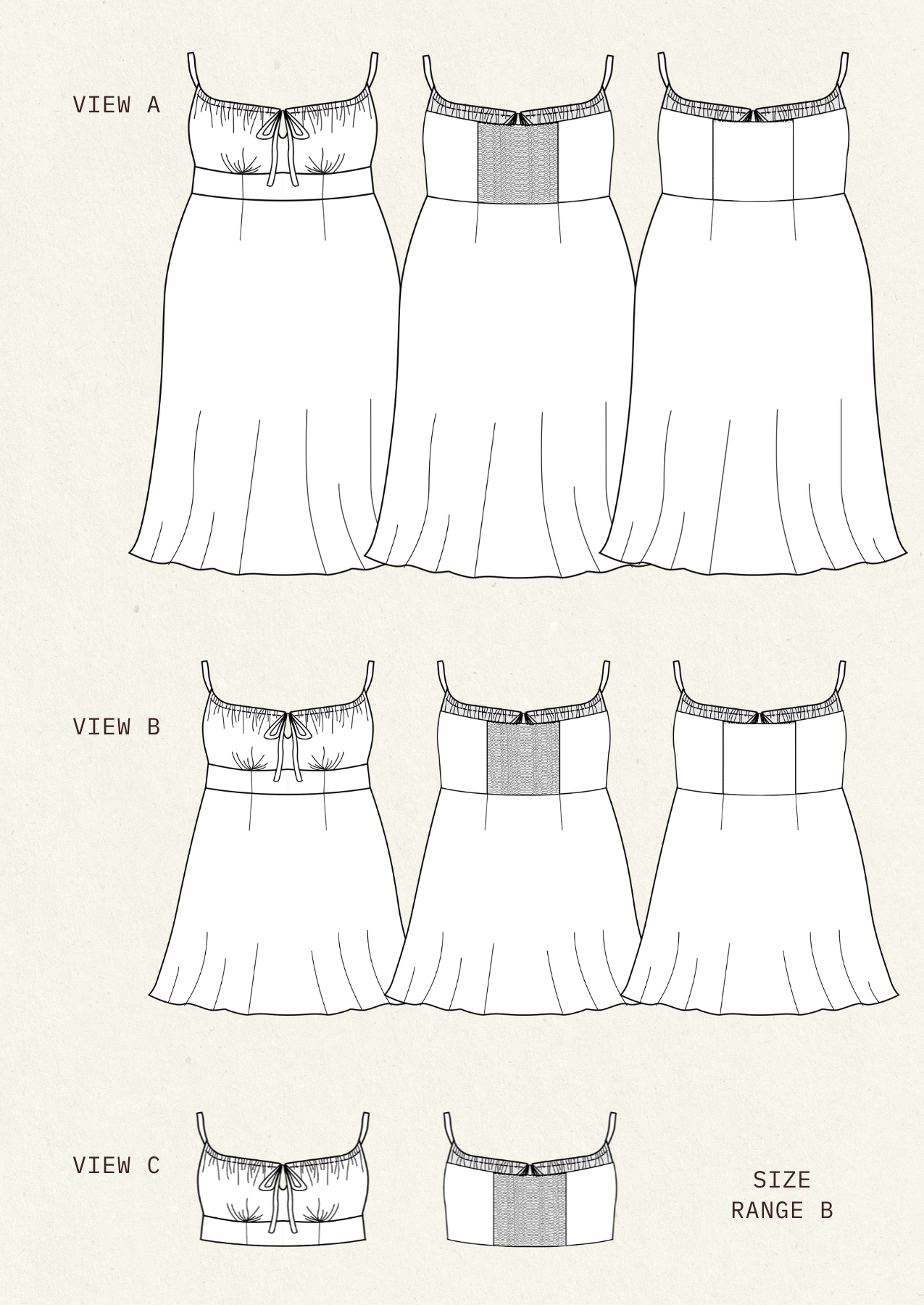 Paula Dress & Top PDF Sewing Pattern | Gathered Bust Milkmaid Sundress | A-Line Midi & Mini Dress