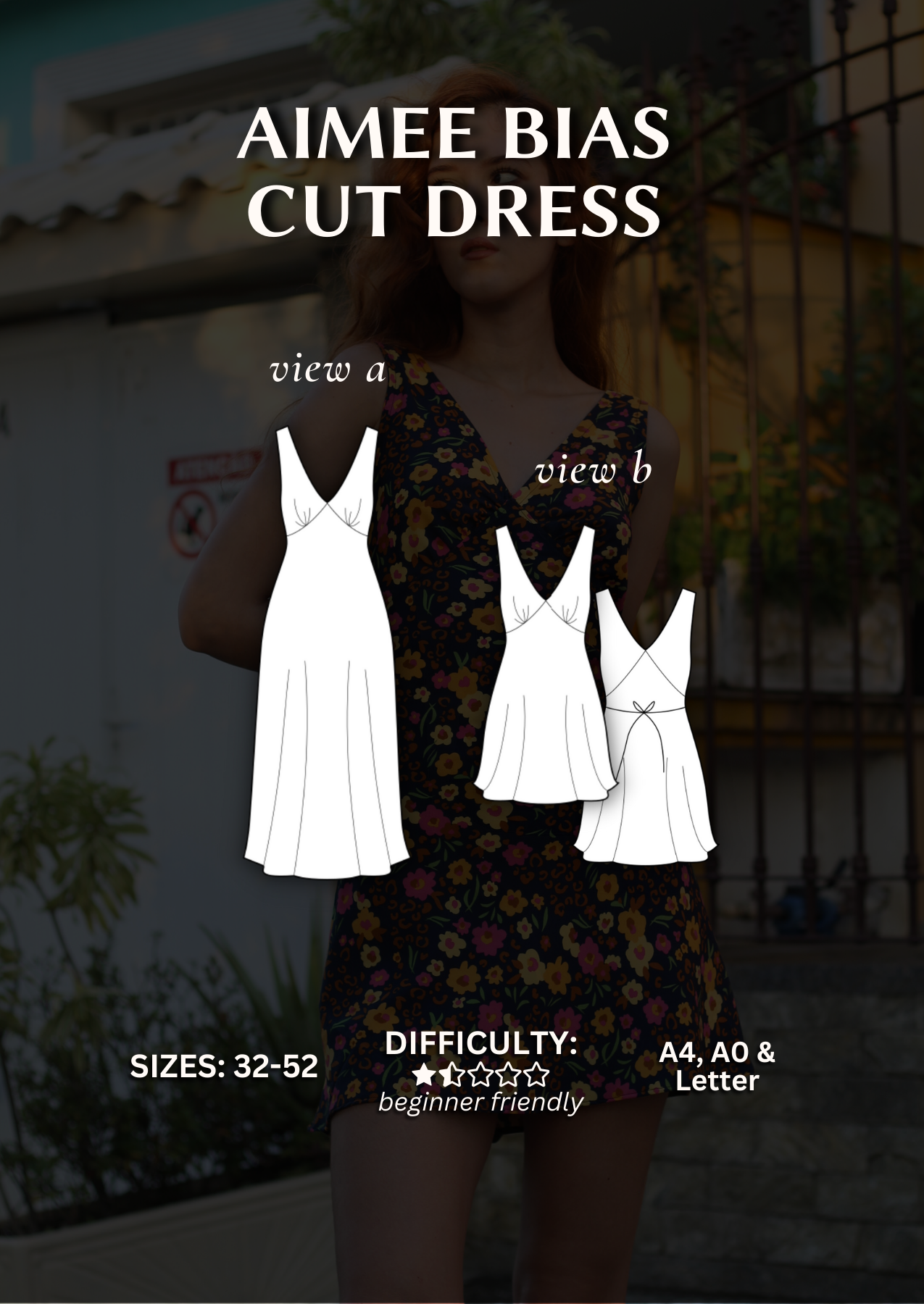 Aimee Bias Cut Dress PDF Sewing Pattern