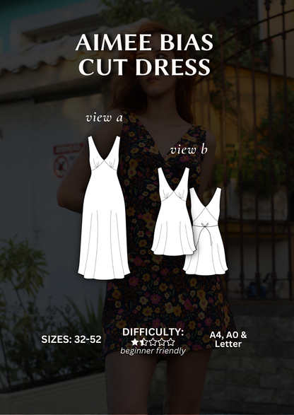 Aimee Bias Cut Dress PDF Sewing Pattern