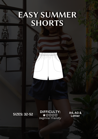 Easy Summer Shorts PDF Sewing Pattern