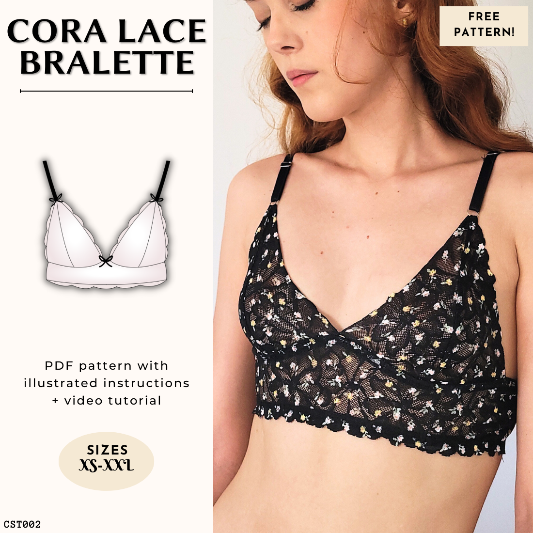 Cora Lace Bralette FREE PDF Sewing Pattern